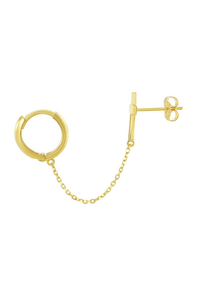 14k Gold Cross Huggie Hoop Chain Single Earring, Alternate, color, GOLD