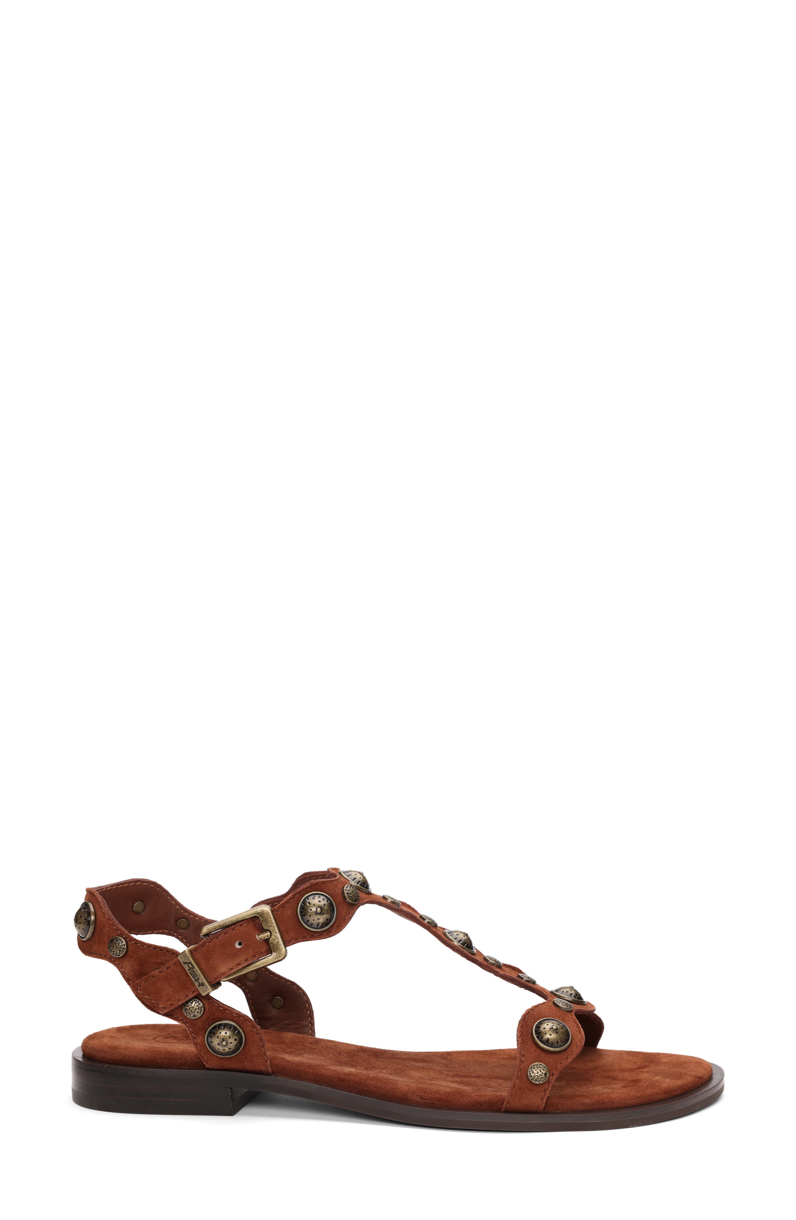 Ash Phanny Metallic Studded Ankle Strap Sandal, Alternate, color, Tajine