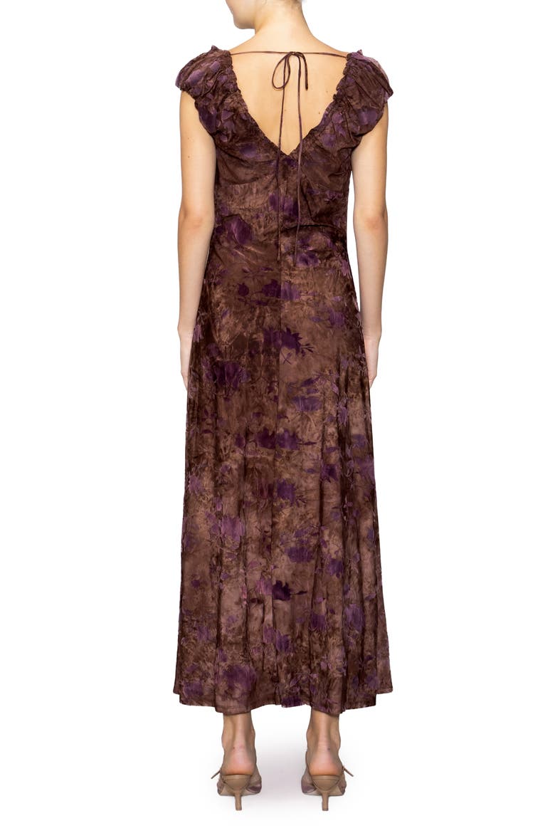 Floral Print Maxi Dress, Alternate, color, BROWN ABSTRACT