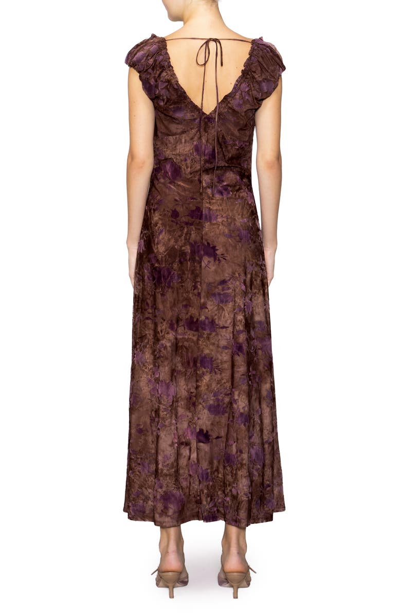 MELLODAY Floral Print Maxi Dress, Alternate, color, Brown Abstract