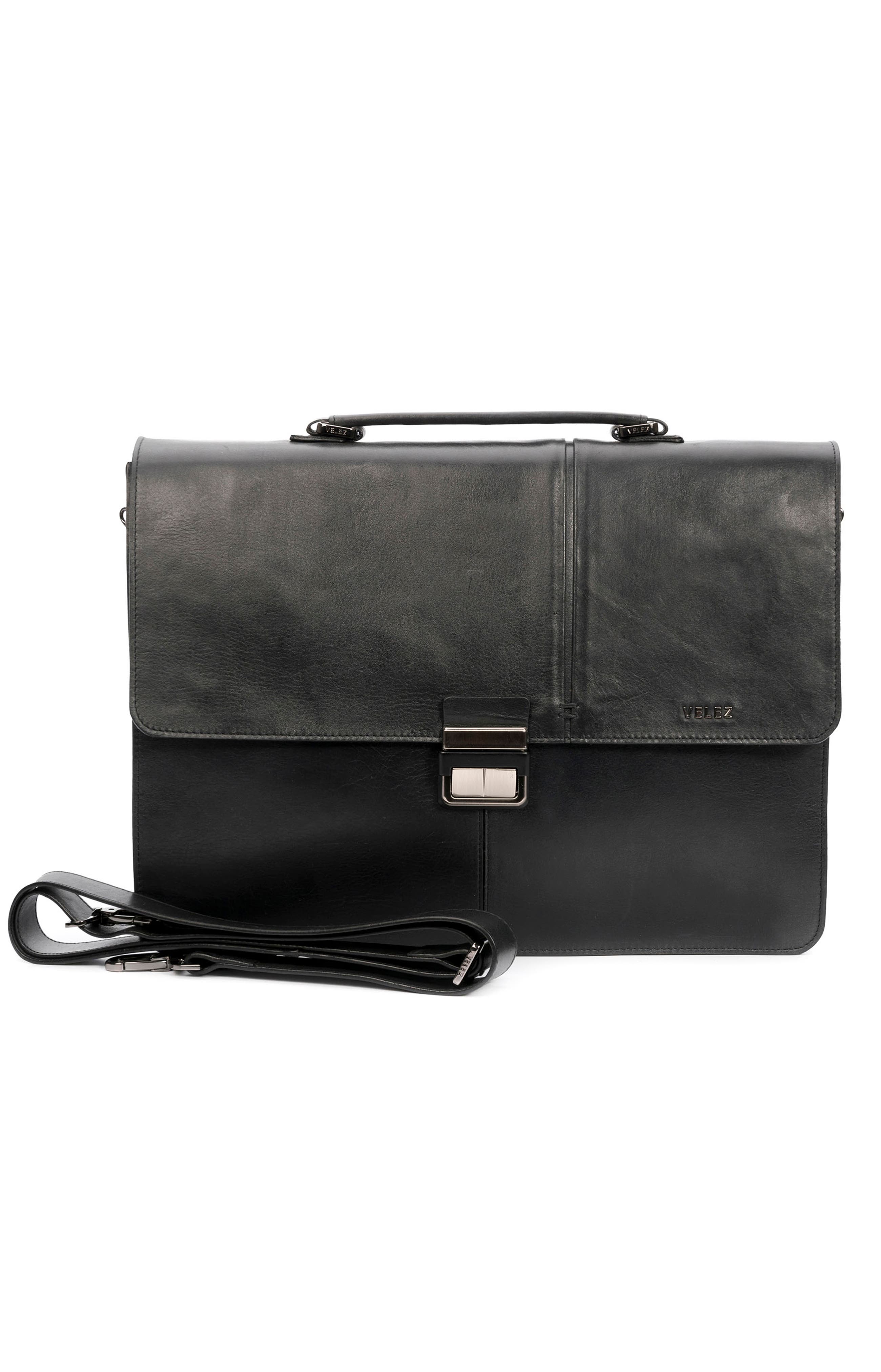 Velez Aperto Leather Laptop Bag for Men, Main, color, Black