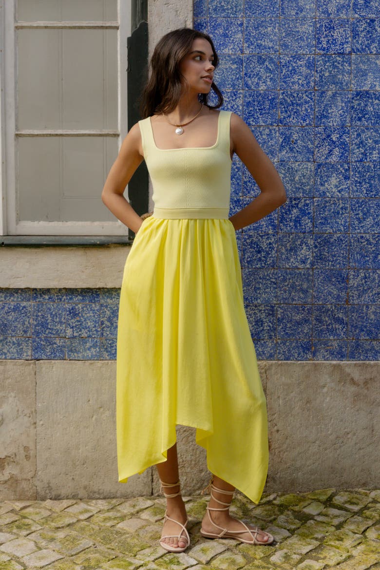 The Mixed Media Dress - Buttercup, Alternate, color, Buttercup