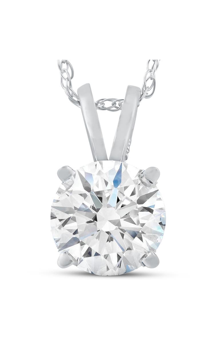 Bliss Diamond Certified 1Ct Round Diamond Solitaire Pendant Gold Necklace Lab Grown, Main, color, 14K White Gold