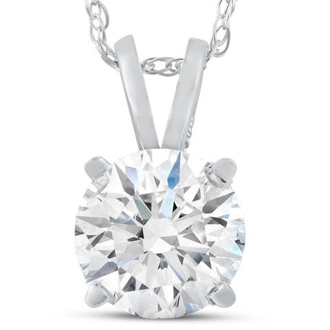 Certified 1Ct Round Diamond Solitaire Pendant Gold Necklace Lab Grown (FG/VS)