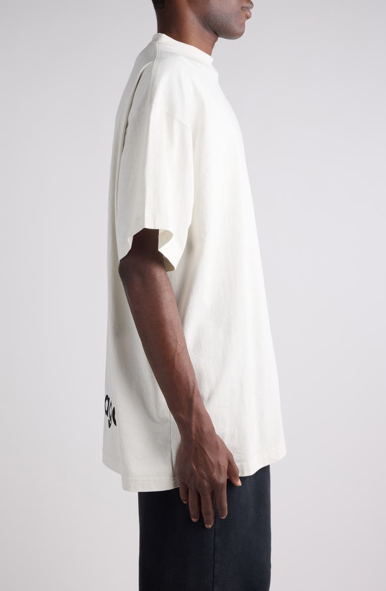 Balenciaga 3B Sports Icon Embroidered Oversize T-Shirt, Alternate, color, Chalky White/ Black