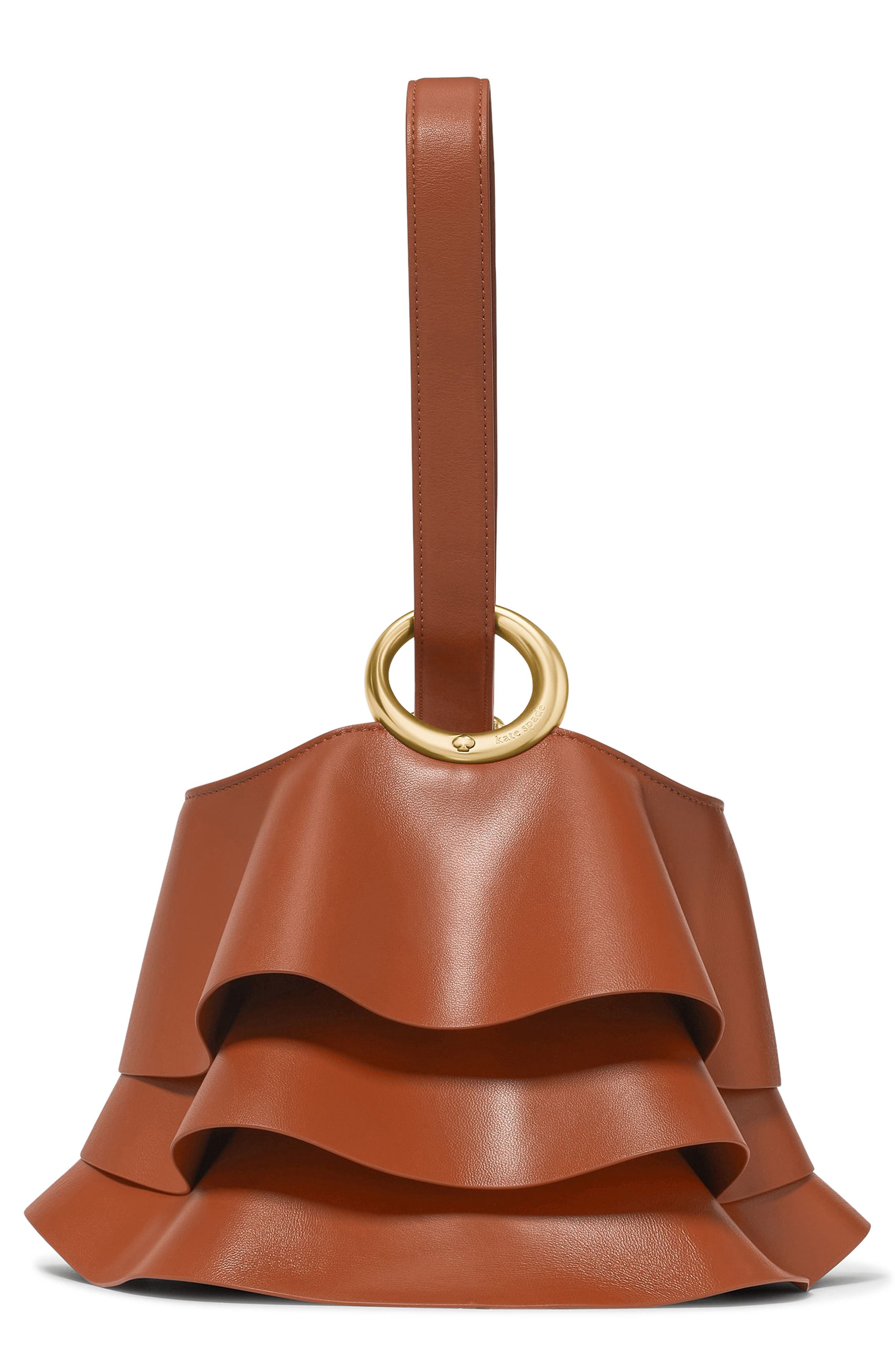 Kate Spade New York halo pleated wave leather mini bucket bag, Main, color, Southwest Desert