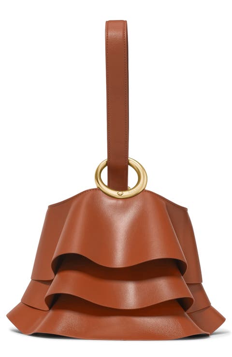 halo pleated wave leather mini bucket bag