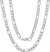 STEELTIME Men's 18k Gold Plated Figaro Chain Necklace