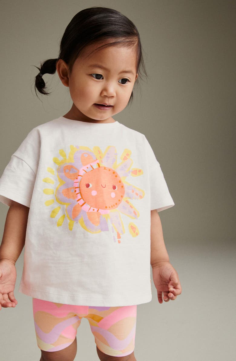 NEXT Kids' Sun Graphic T-Shirt & Bike Shorts Set, Alternate, color, 