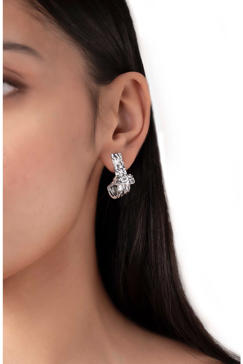 Jiya Mini Knot Earrings, Alternate, color, SILVER