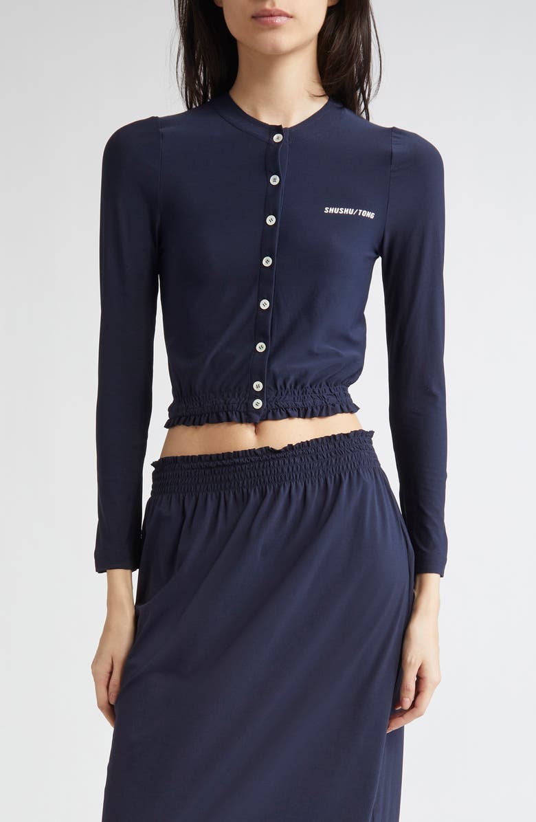 Shushu/Tong Logo Embroidered Crop Cardigan, Main, color, 