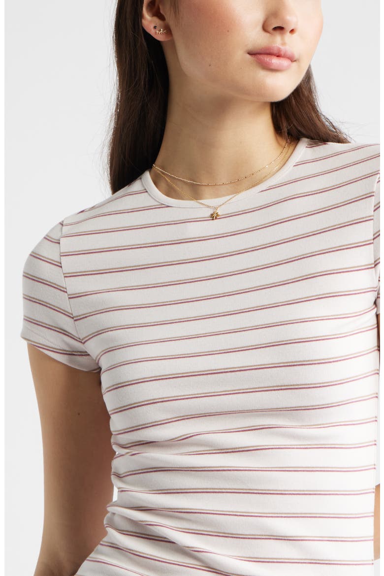 Stretch Cotton Blend Baby Tee, Alternate, color, PINK H BURG LANA STRIPE