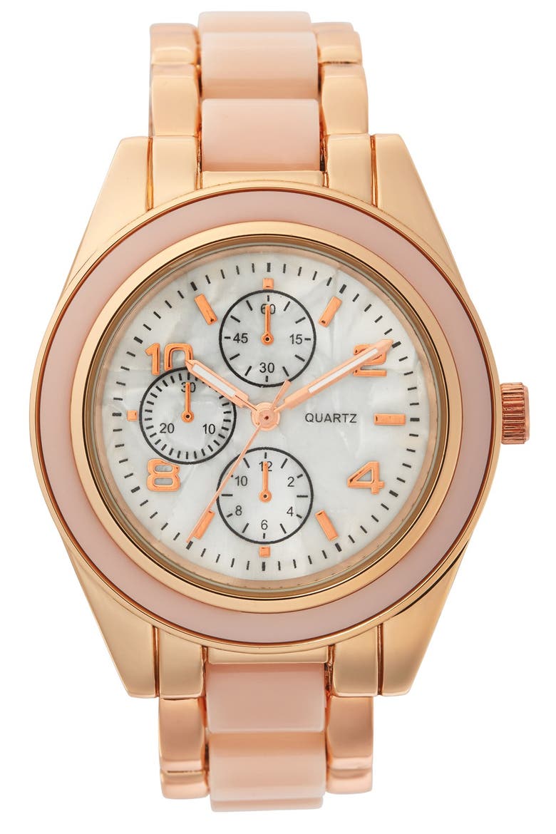 Mixed Media Watch, Main, color, ROSE GOLD