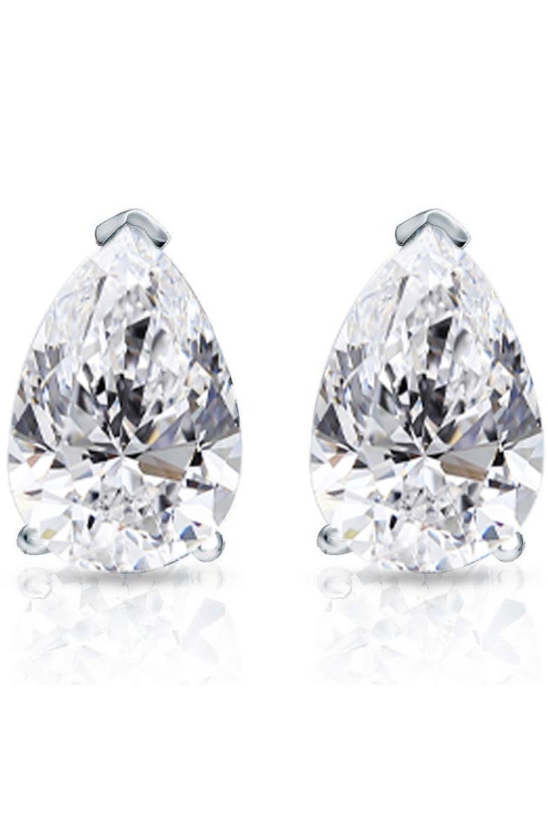 2 Ct Lab Grown Pear Shape Diamond Studs 14k Gold Earrings, Main, color, 14k White Gold