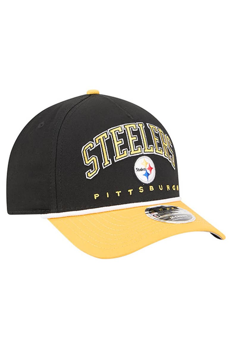 Men's New Era  Black Pittsburgh Steelers  Arch COOLERA 9FORTY A-Frame M-Crown Adjustable Hat, Alternate, color, Black