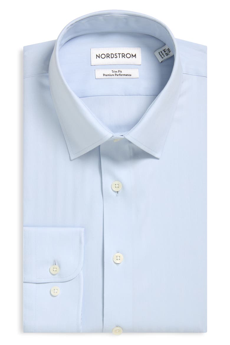 Trim Fit Performance Herringbone Shirt, Alternate, color, BLUE SPIGATO HERRINGBONE