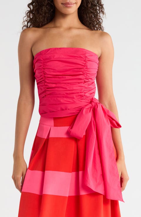 Isabel Strapless Ruched Cotton Top