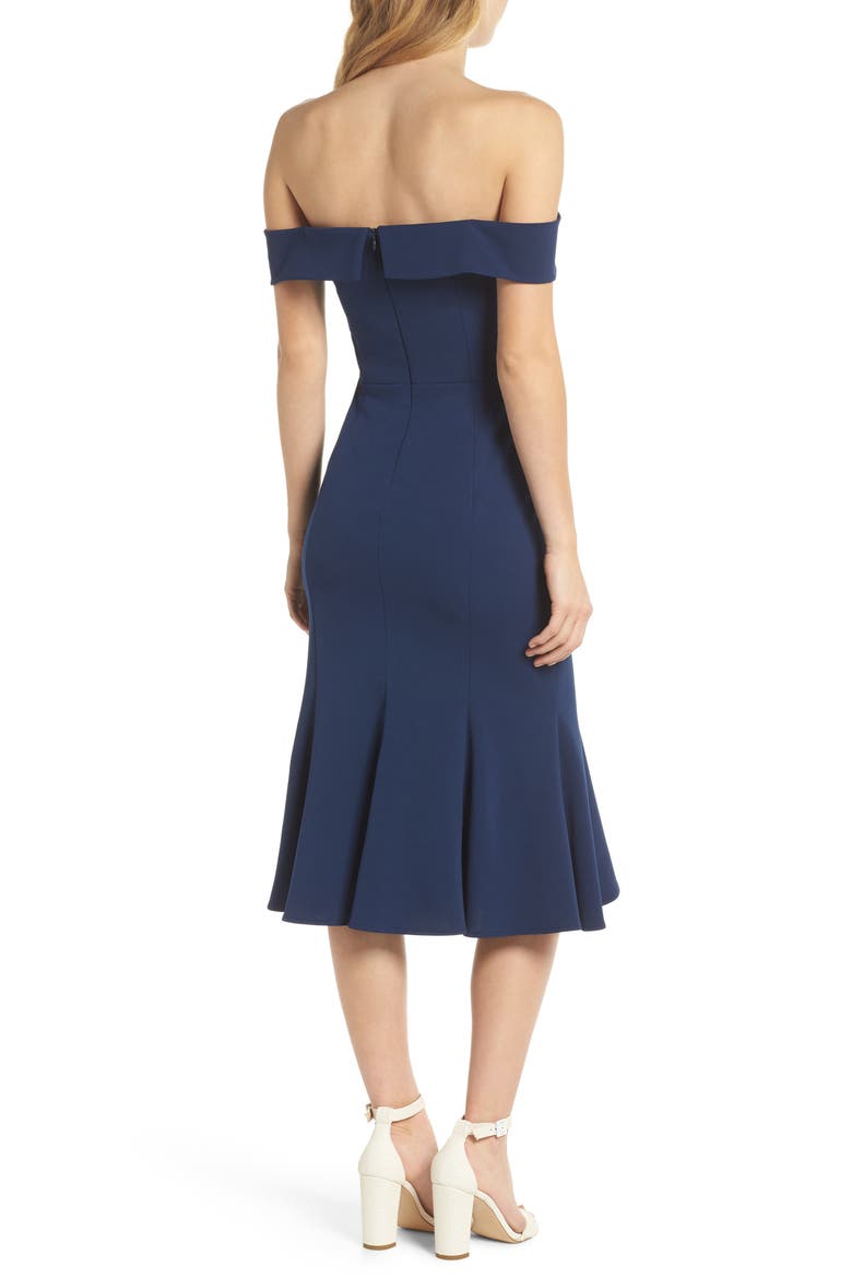 Tyler Off the Shoulder Scuba Crepe Dress, Alternate, color, NAVY