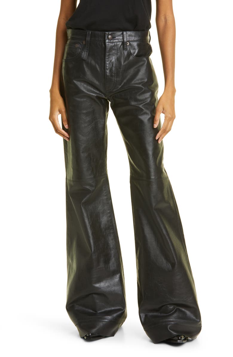 R13 Janet Relaxed Flare Leather Pants, Main, color, 