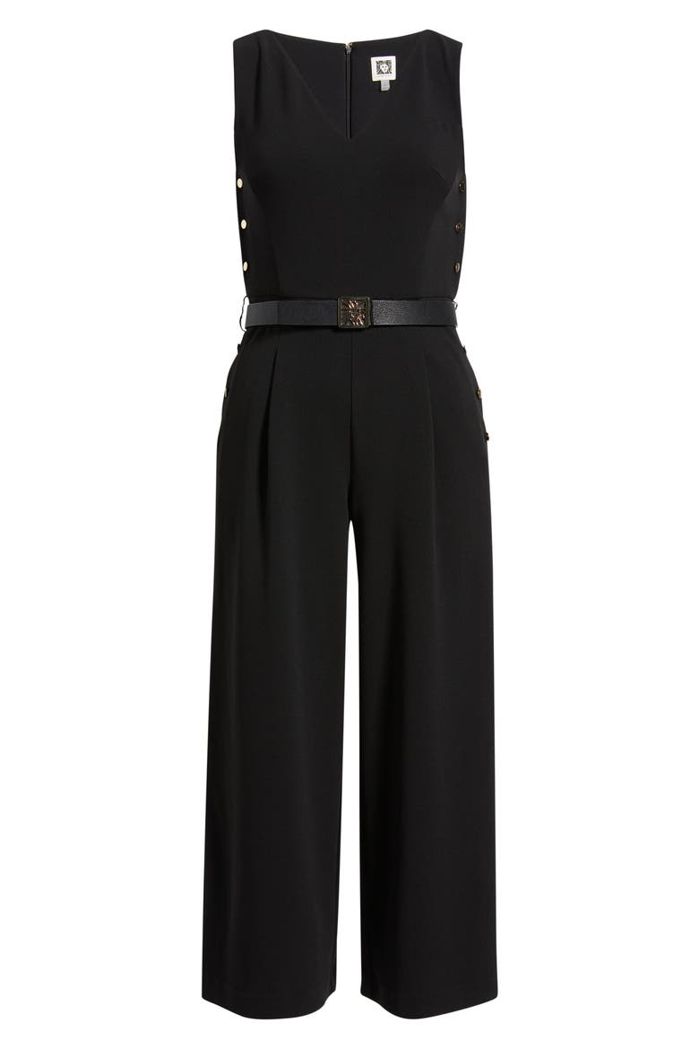 Side Button Cool Crepe Culotte Jumpsuit, Alternate, color, ANNE BLACK