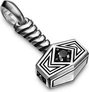 David Yurman Thor Hammer Amulet in Sterling Silver with Black Diamonds, 25mm