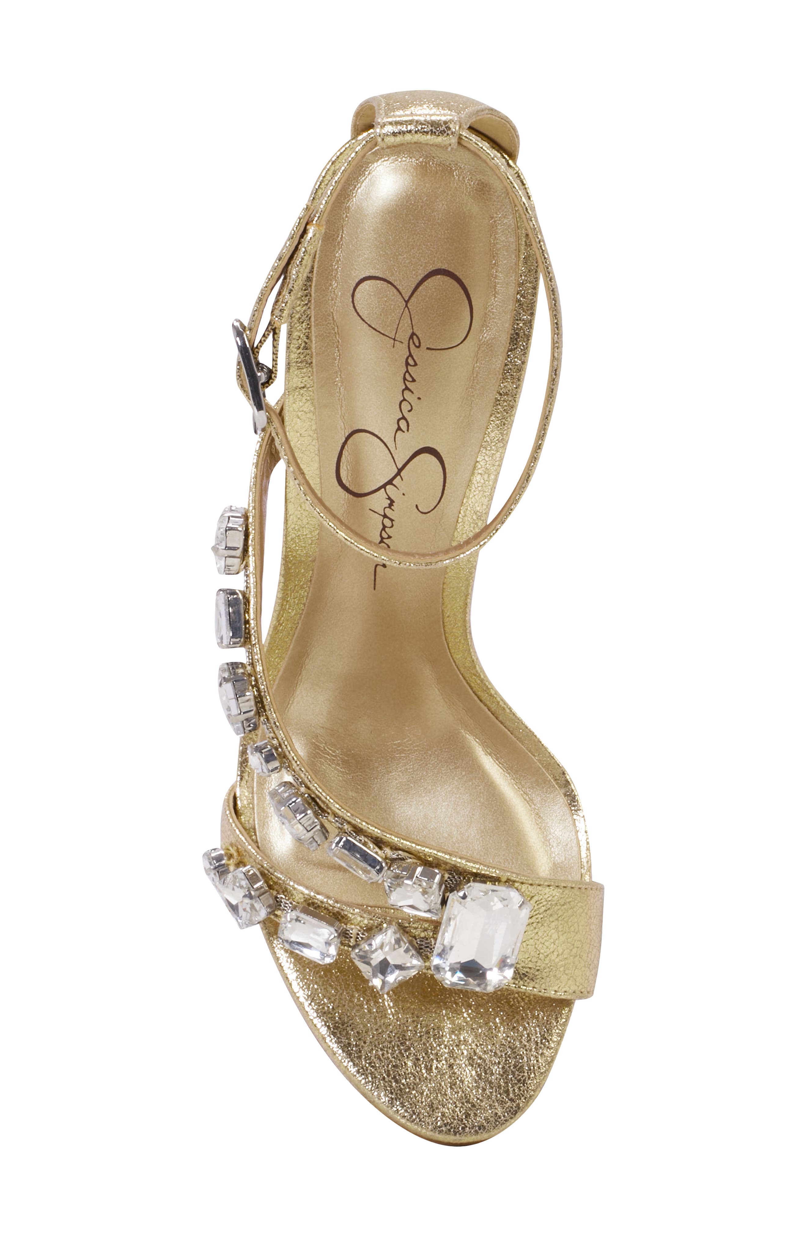 Jessica Simpson Raela Ankle Strap Sandal, Alternate, color, Gold