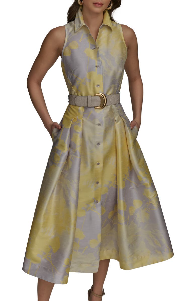 Donna Karan New York Floral Print Midi Dress, Alternate, color, Limoncello Multi