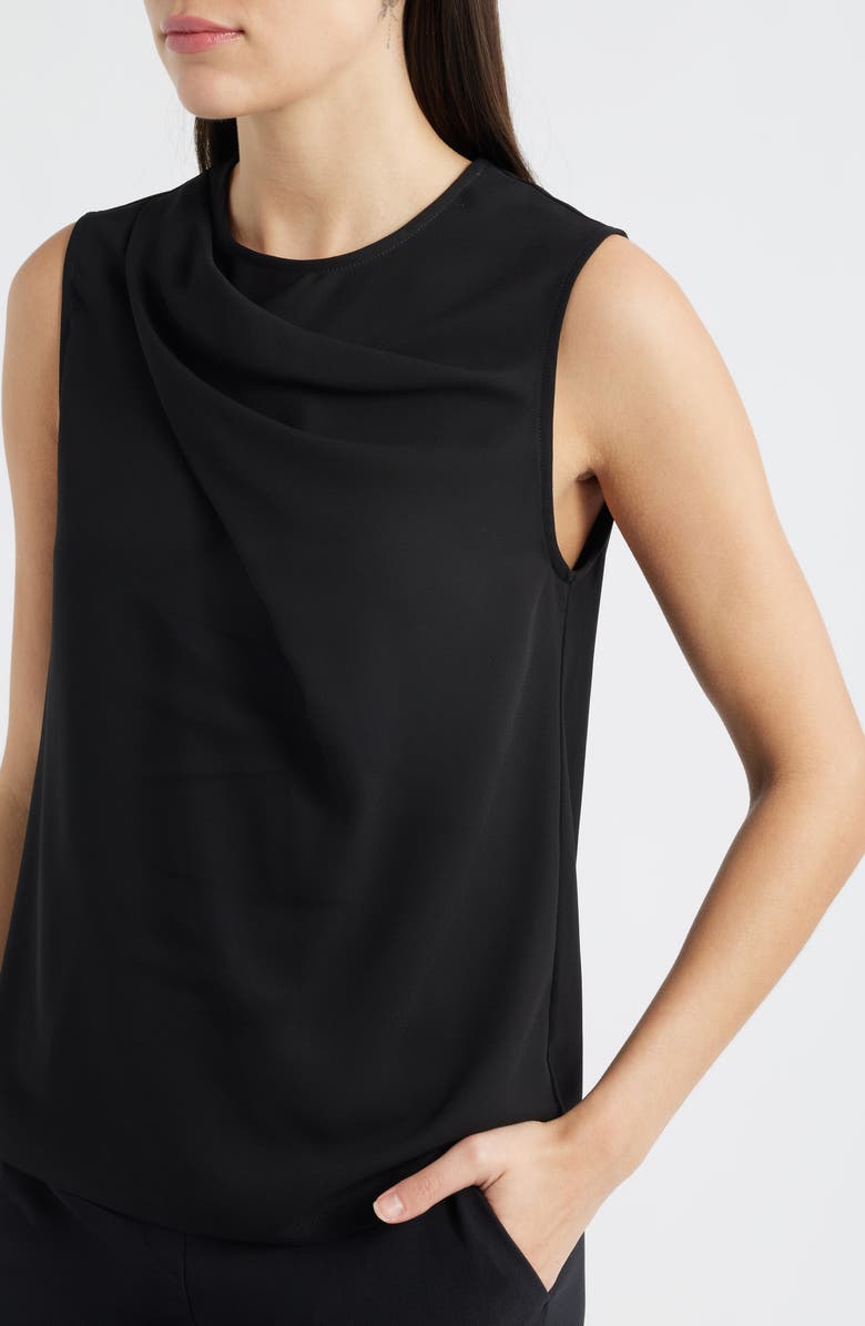 Anne Klein Asymmetric Sleeveless Cowl Neck Top, Alternate, color, Anne Black
