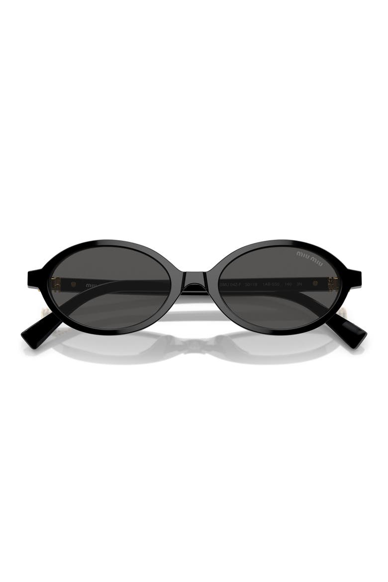 50mm Oval Sunglasses, Alternate, color, BLACK / DARK GREY