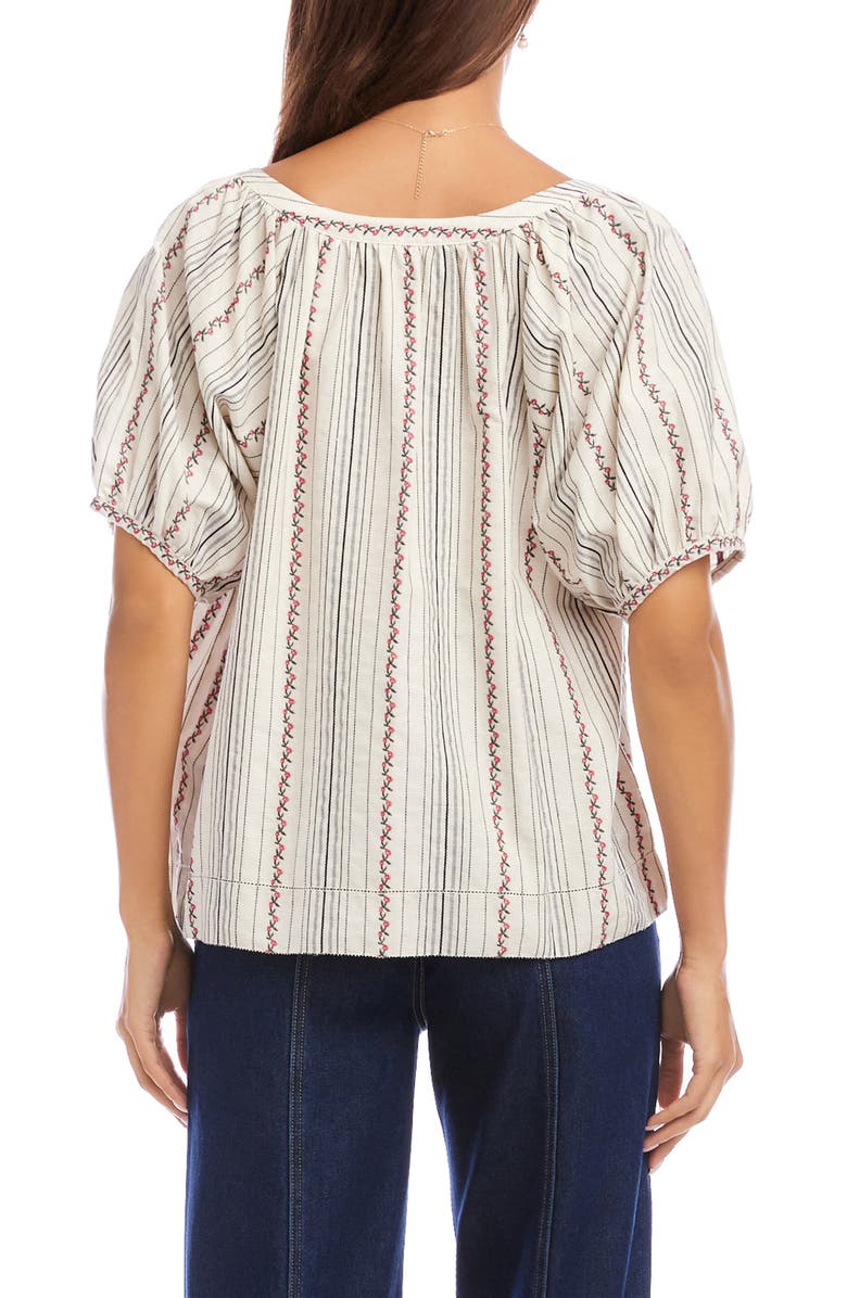 Karen Kane Stripe & Embroidery Peasant Top, Alternate, color, Natural