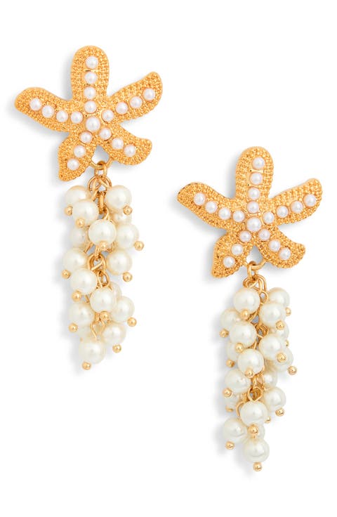 Brielle Starfish Faux Pearl Drop Earrings