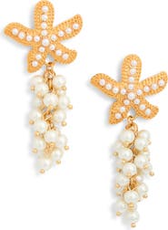 EYE CANDY LOS ANGELES Brielle Starfish Faux Pearl Drop Earrings