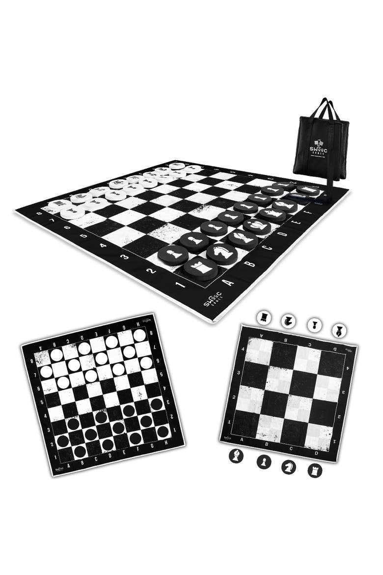 Giant Checkers, Chess, & Chess Tac Toe Game, Main, color, Black, White
