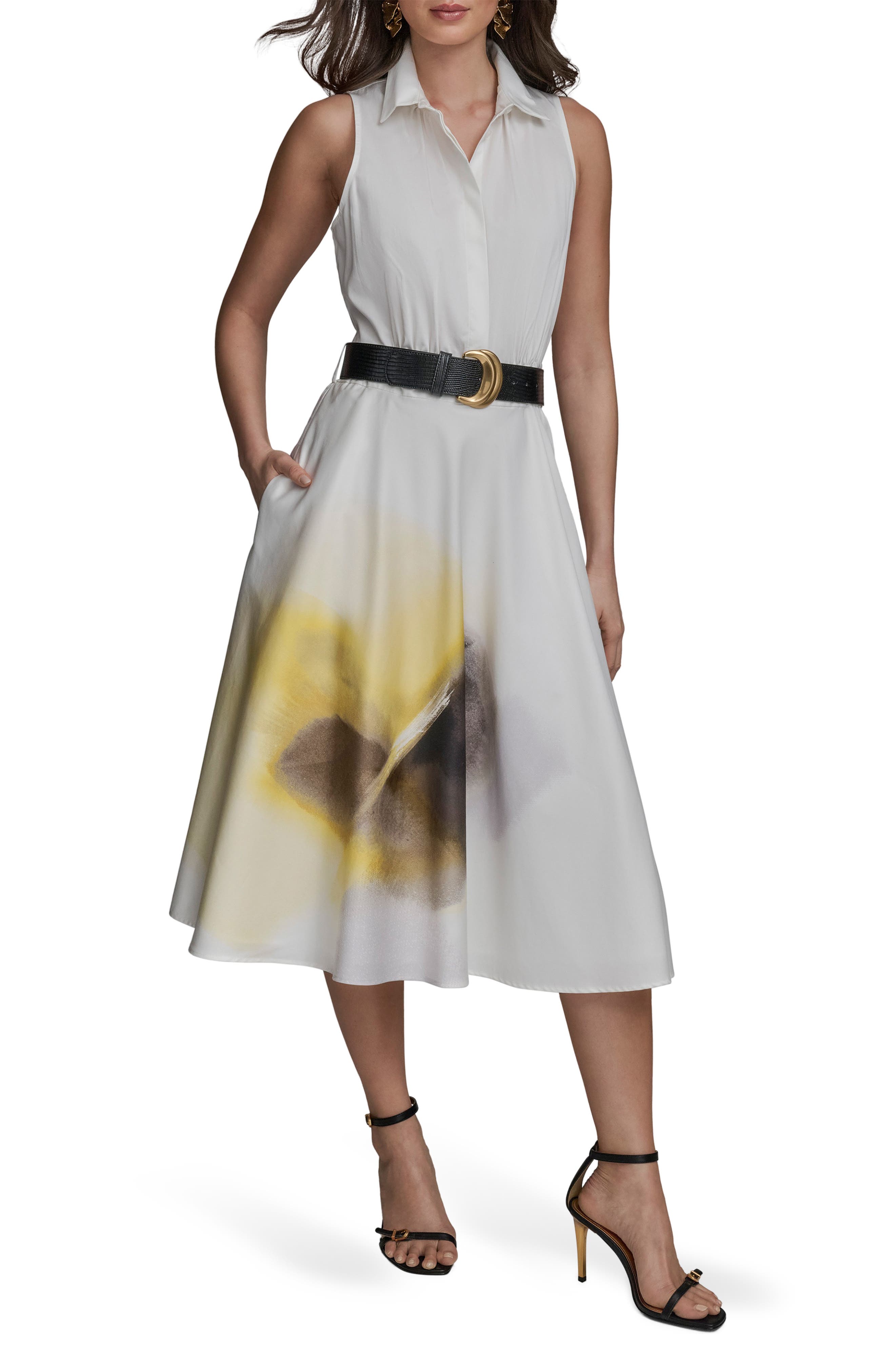 donna karan white shirt dress Elbow Sleeve Mini Shirt Dress | T-Shirt Dress