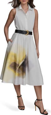 Donna Karan New York Print Belted Maxi Shirtdress