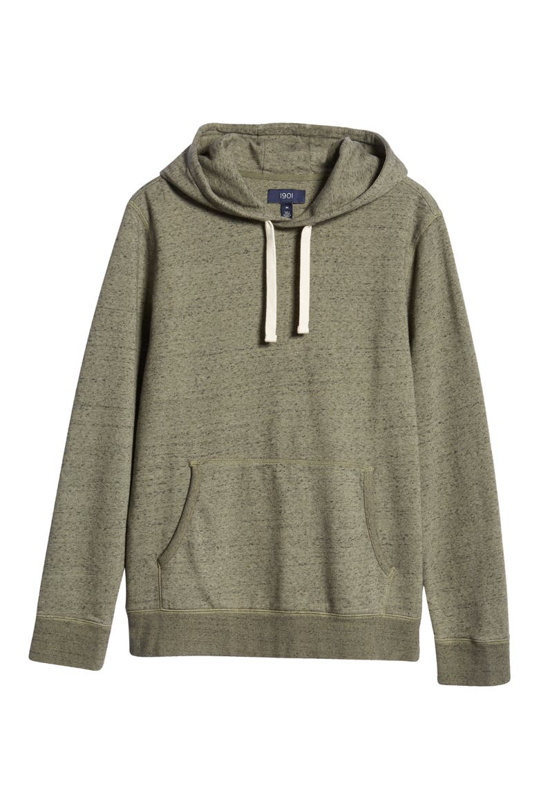 Marled Cotton Blend Pullover Hoodie, Alternate, color, OLIVE GROVE HEATHER