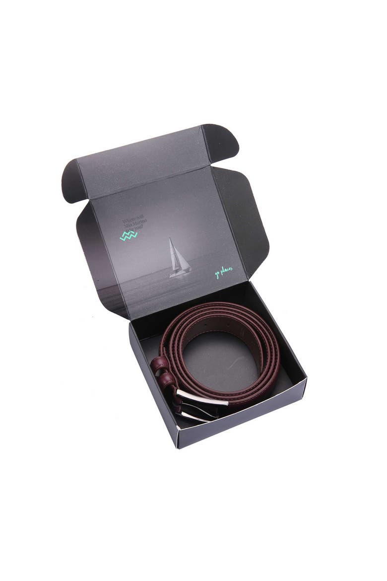 Dual Loop Leather Dress Belt, Alternate, color, Burgundy