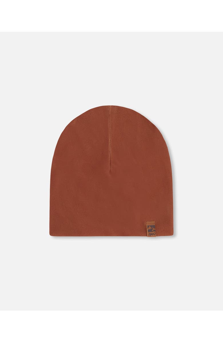 Deux par Deux Boy Stretch Jersey Beanie, Main, color, Brown