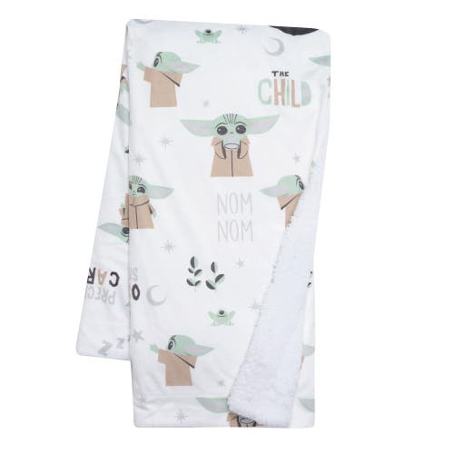 Lambs & Ivy Star Wars The Child/baby Yoda/grogu Minky/fleece Baby Blanket In White