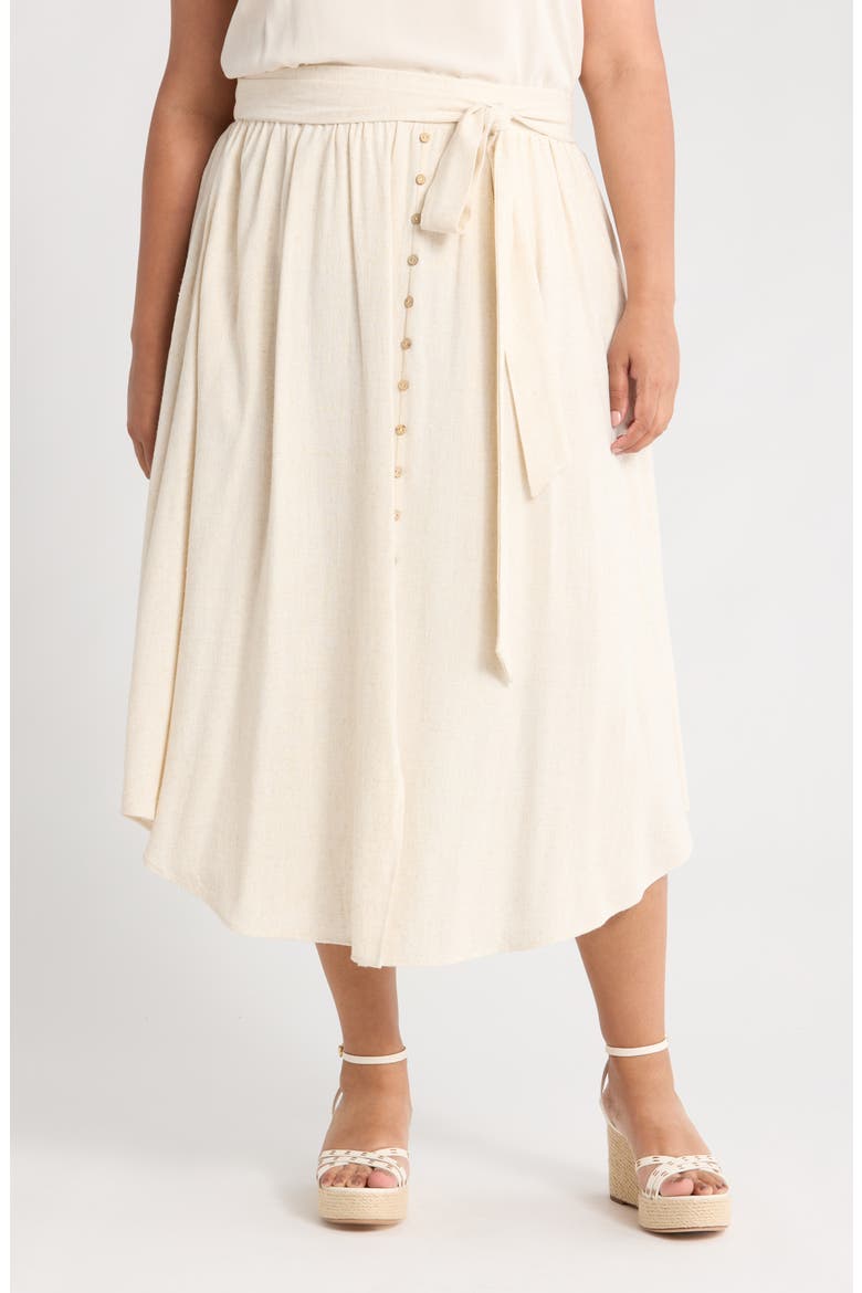 Curved Hem Pull-On Skirt, Main, color, LINEN