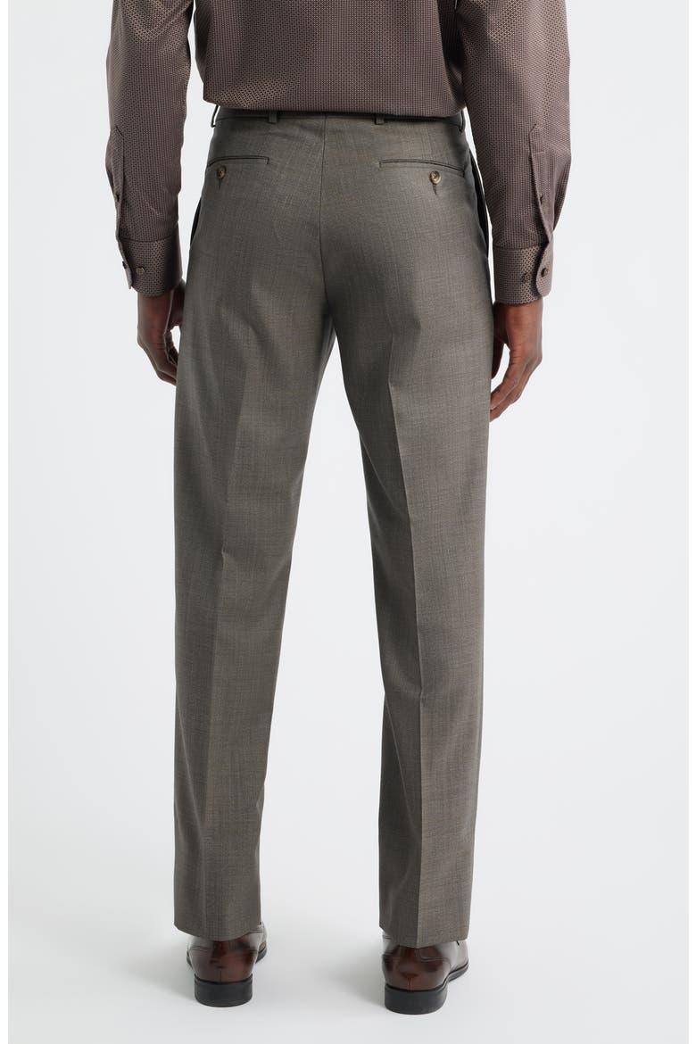 Crossbred Flat Front Wool Dress Pants, Alternate, color, BROWN