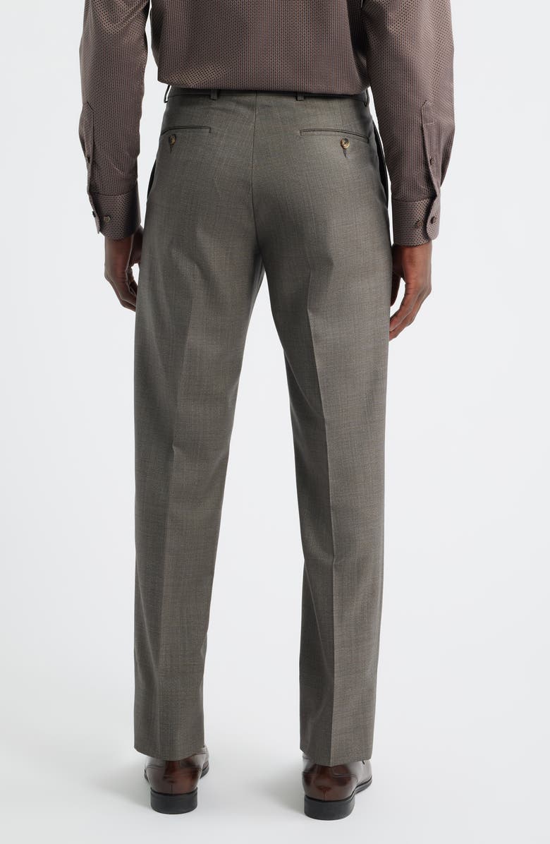 Berle Crossbred Flat Front Wool Dress Pants, Alternate, color, Brown
