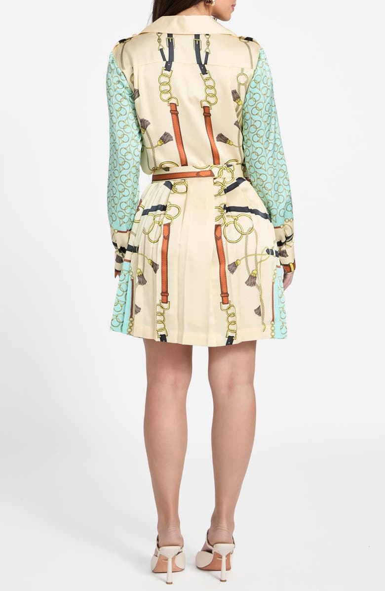 Marciano Amanda Print Pleated Long Sleeve Dress, Alternate, color, Pmln-Brown