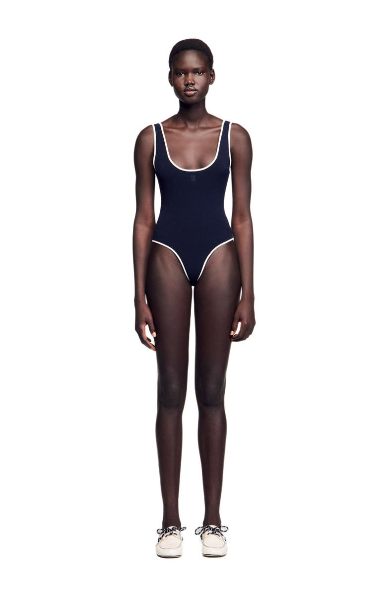 SANDRO Knit bodysuit, Main, color, 