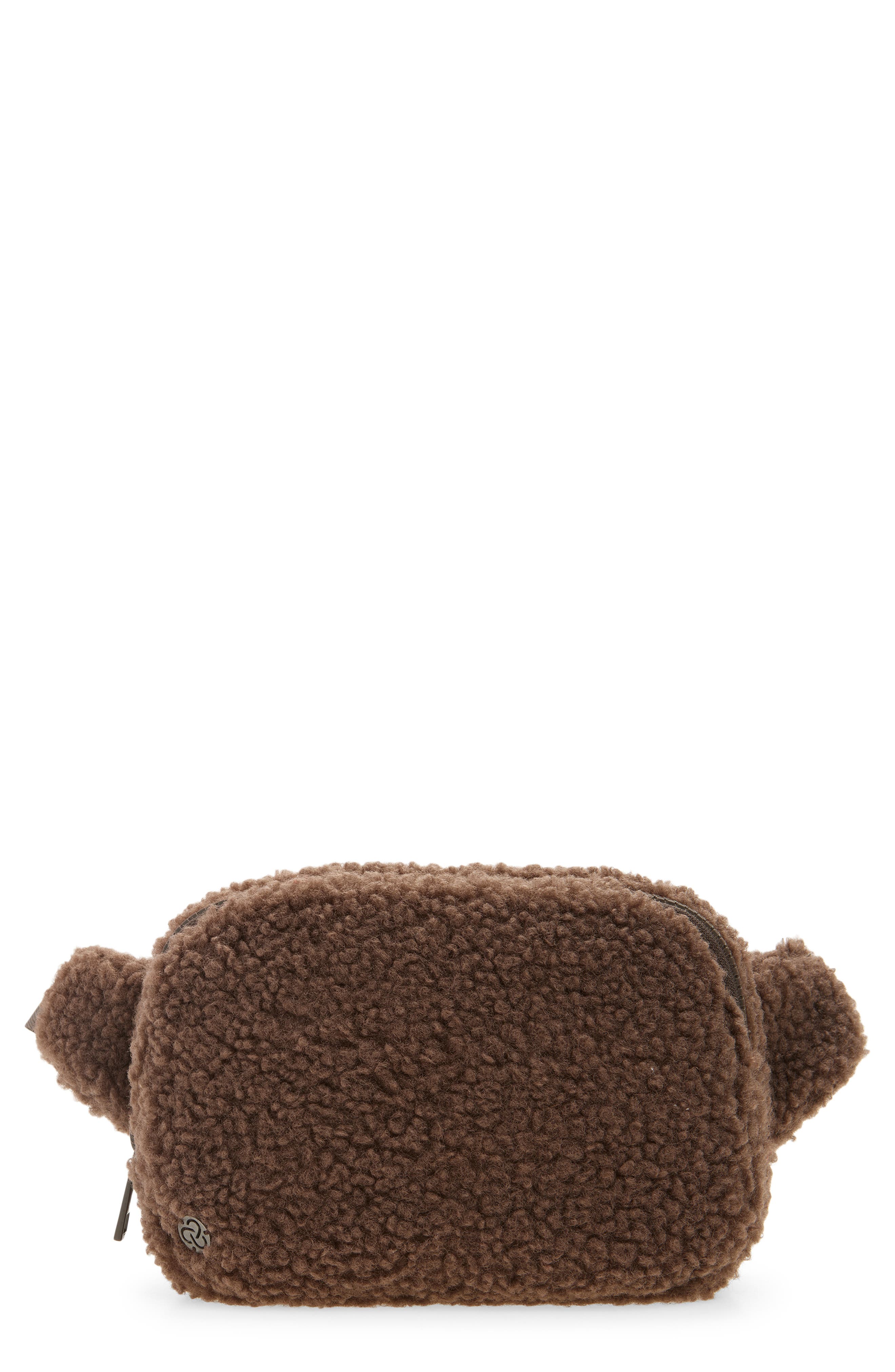 Zella Faux Shearling Crossbody, Main, color, Brown Mole