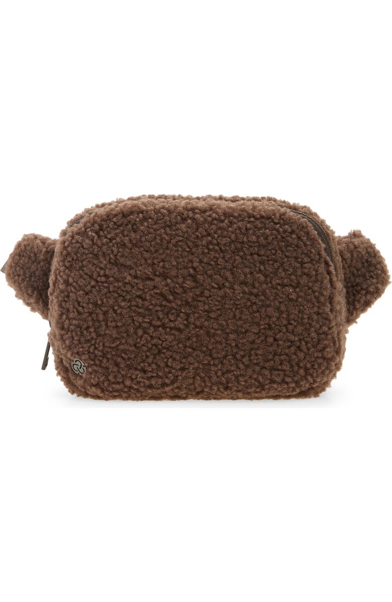 Zella Faux Shearling Crossbody, Main, color, Brown Mole