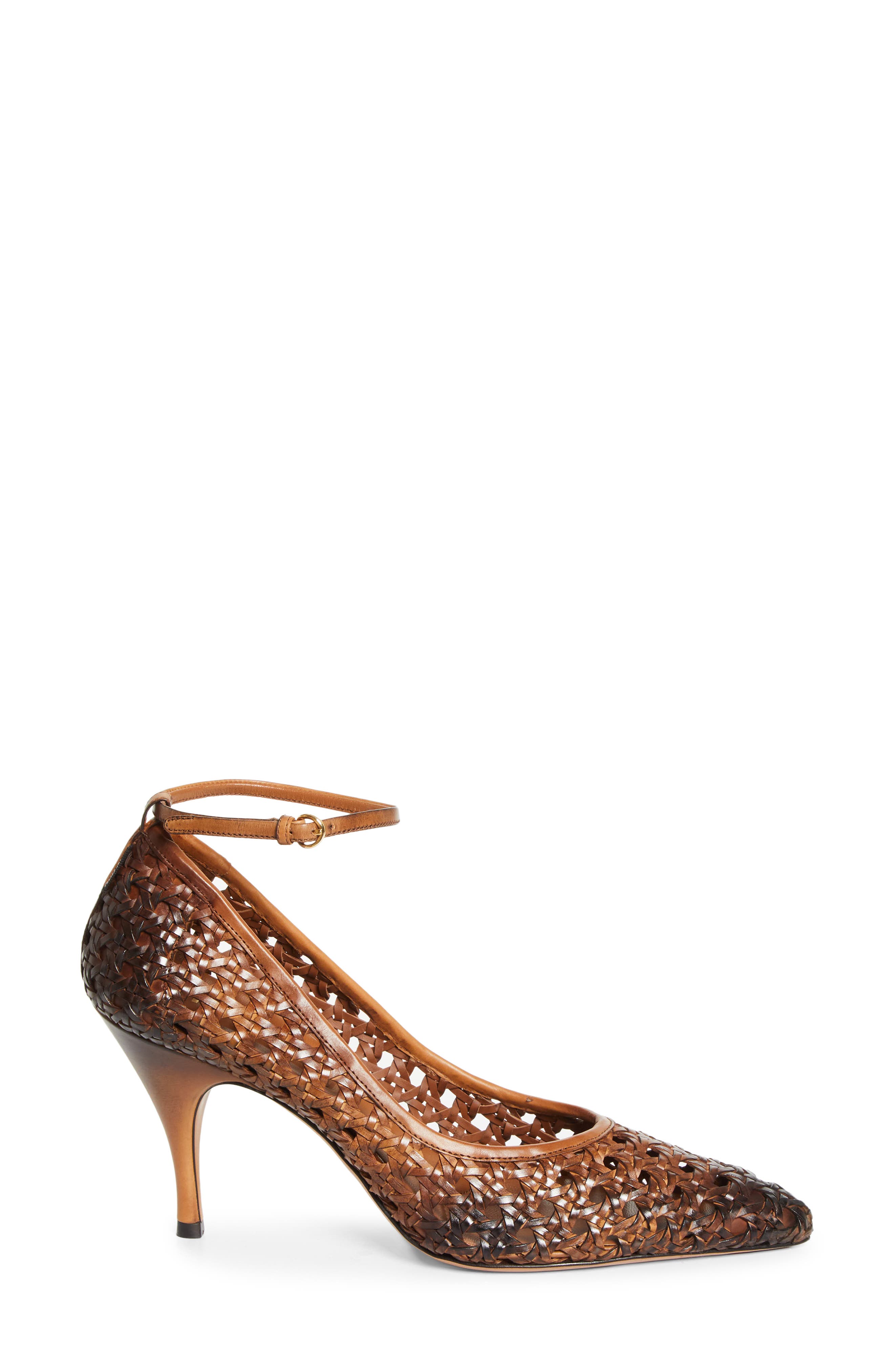 Miu Miu Woven Pointed Toe Pump, Alternate, color, Cognac