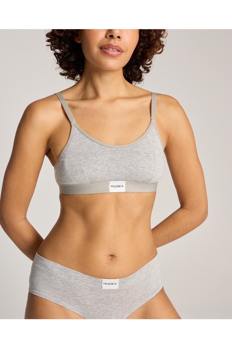 Cotton Modal Contour Scoop Bralette, Alternate, color, Grey Marl