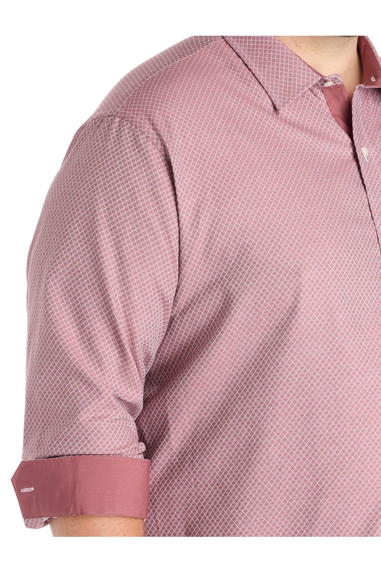 Big & Tall Diamond Print Sport Shirt V2, Alternate, color, ROSE BROWN