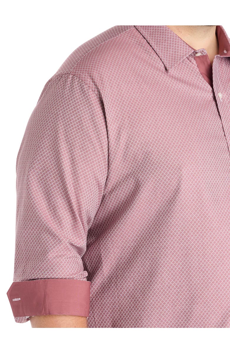 Synrgy by DXL Big & Tall Diamond Print Sport Shirt V2, Alternate, color, Rose Brown